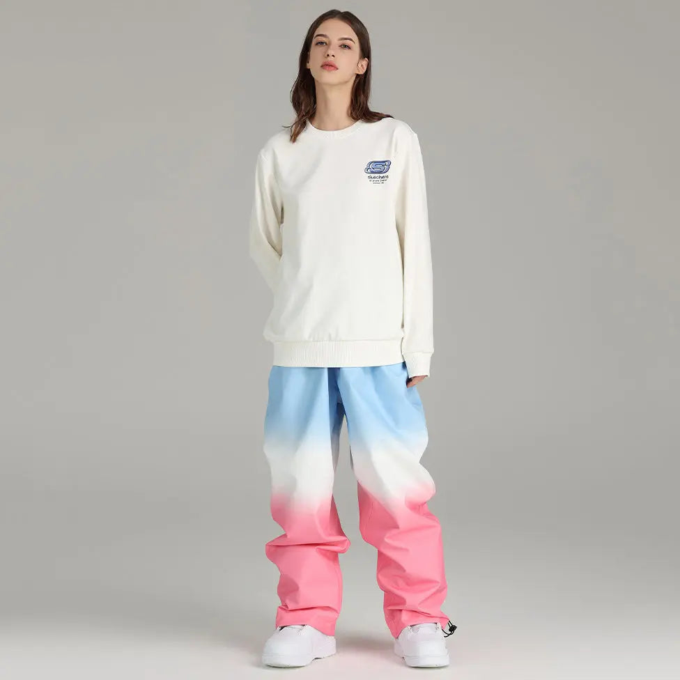 Couple Gradient Ski Pants for Outdoor Sports Baggy Trousers