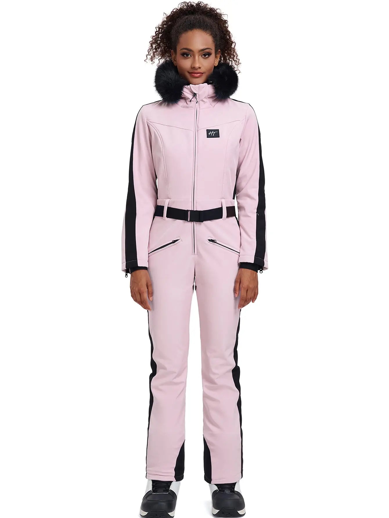 Fur Collar One-piece Ski Snow Jumpsuit Hooded Ski Outwear