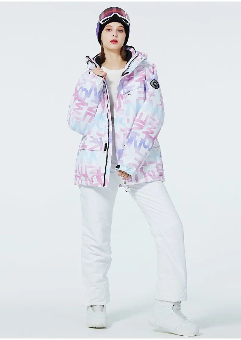 Women Printed Ski Set Insulated jacket & Bibs Pants