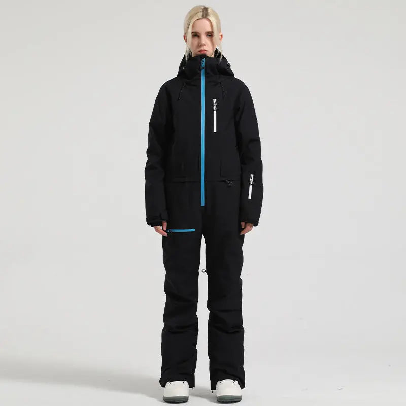 Stylish One-piece Ski Suits Slim Fit Zipper Closure Snowsuits