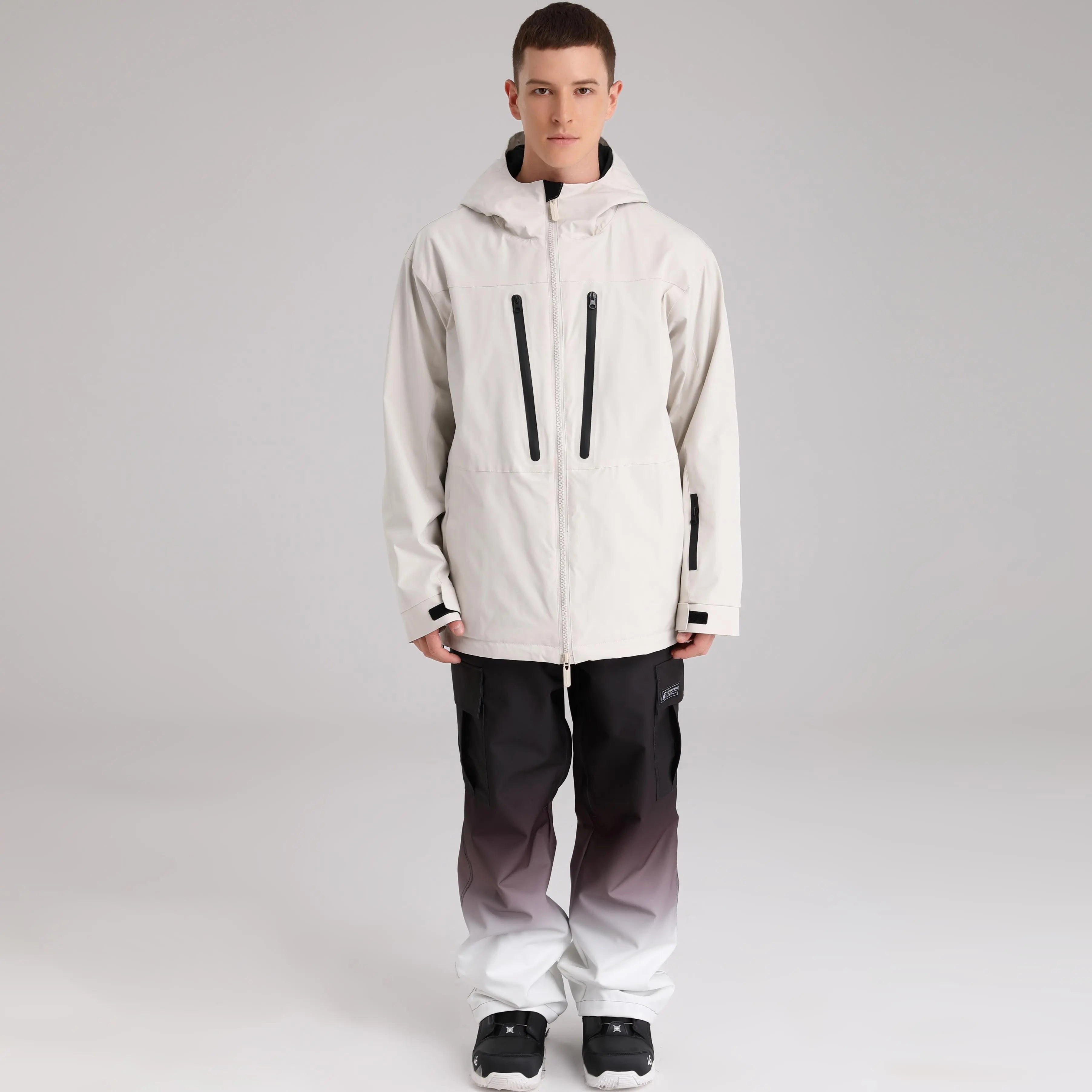 HOTIAN Men Zip Windbreaker Hooded Ski Shell Jacket