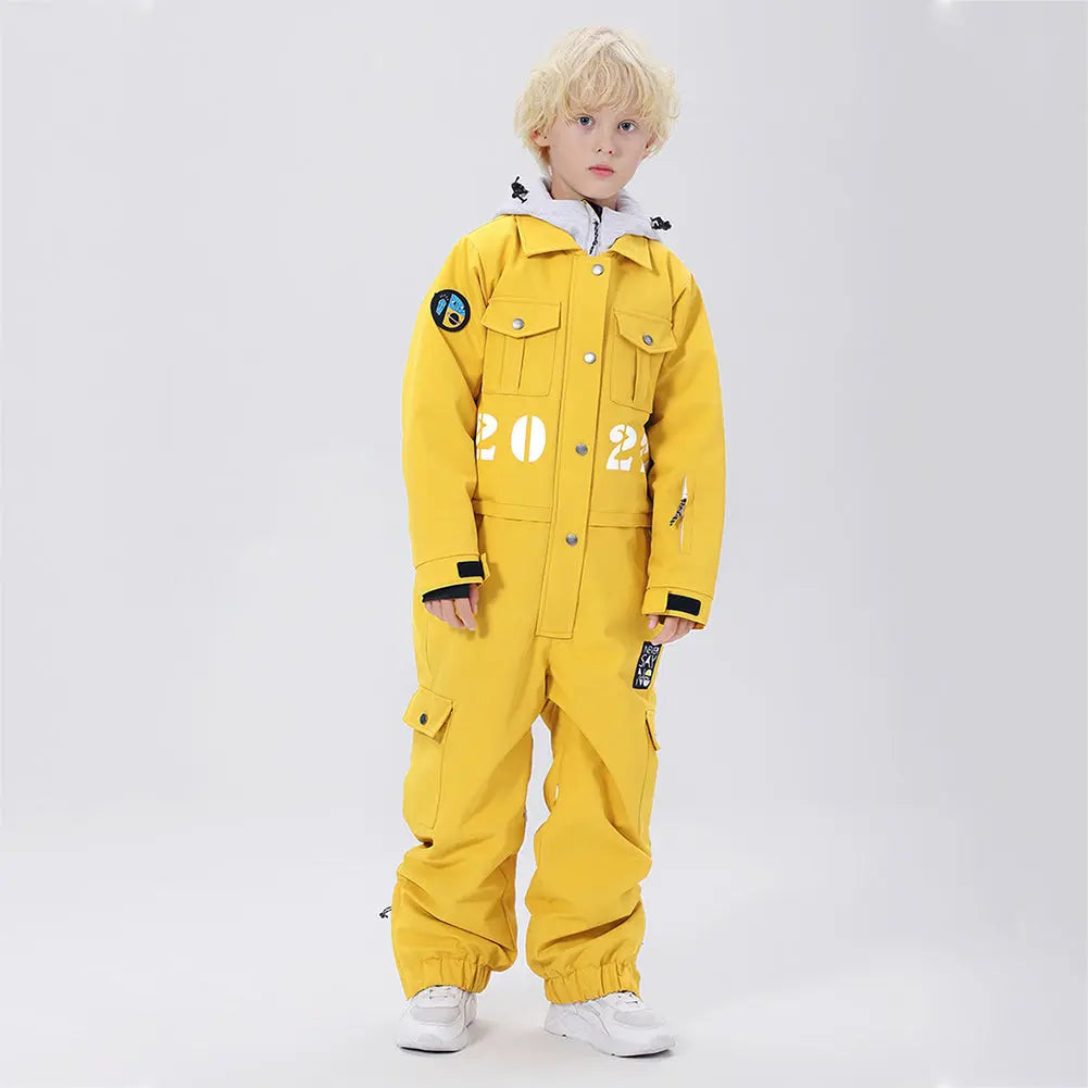 Hotian Boy One Piece Snowsuits Breathable Contrast Hooded