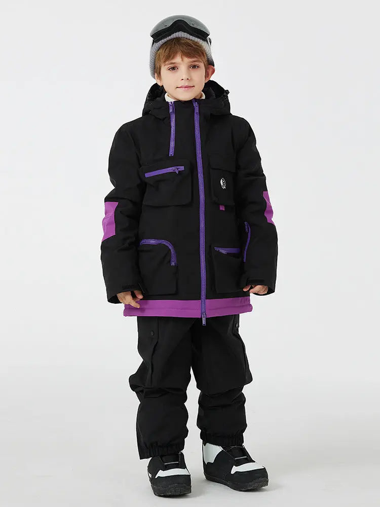 Youth Hooded Snow Jackets & Bibs Pants 2 Pieces
