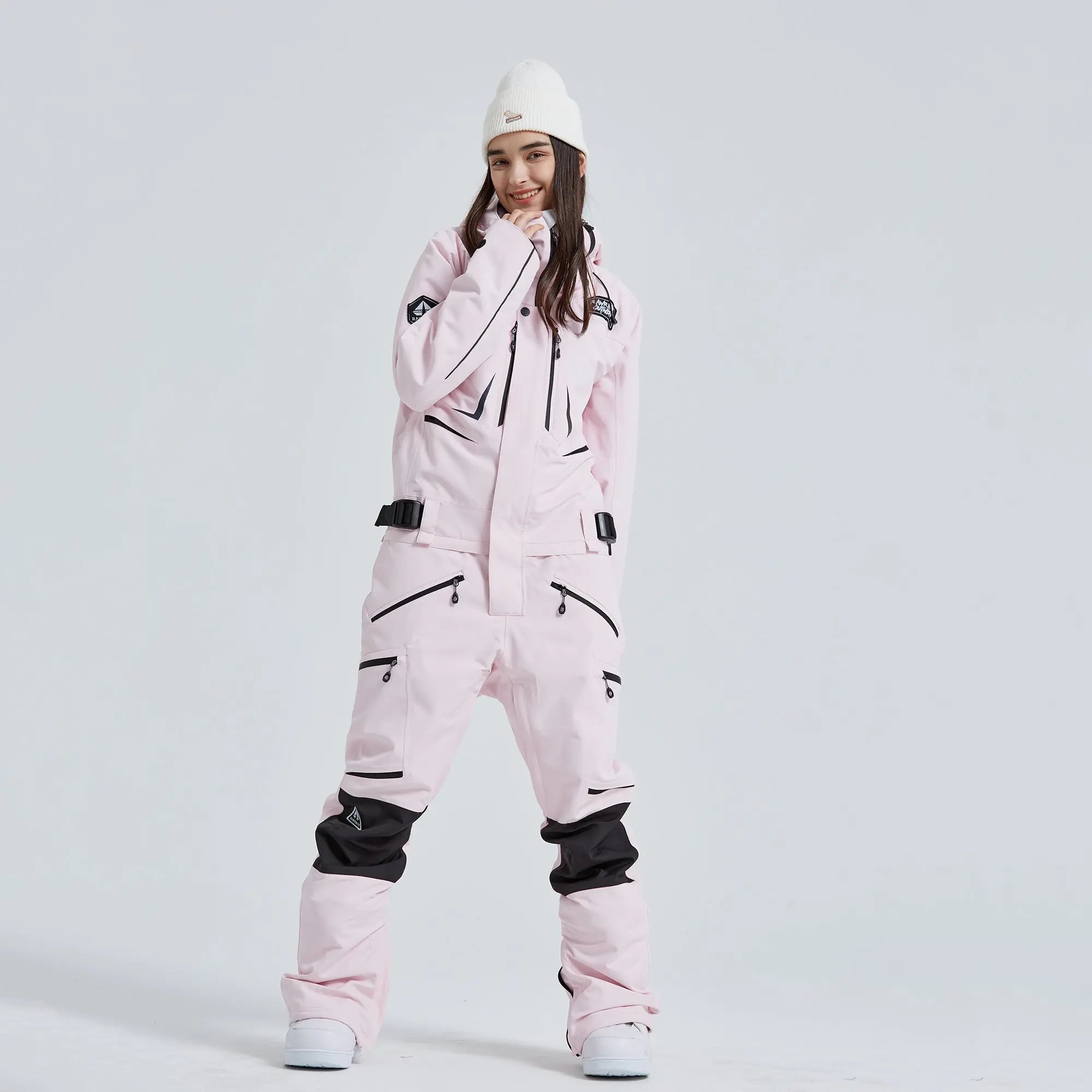 Women Outdoor Hooded Ski Suits Winter One Piece Snowsuits Jumpsuits