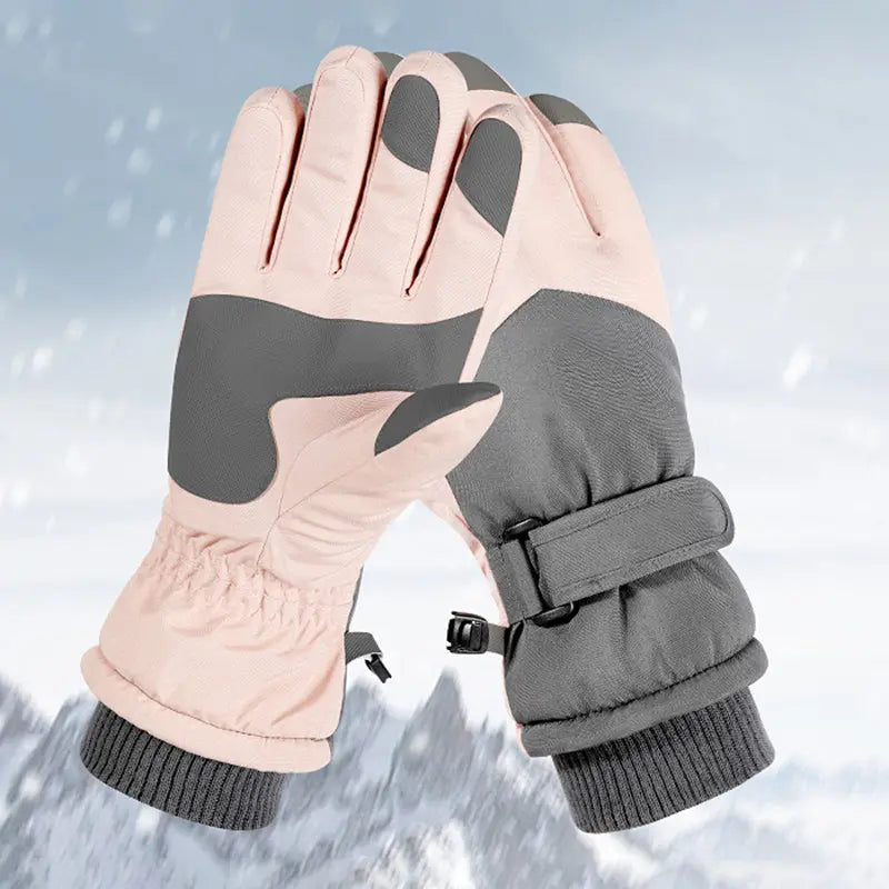 HOTIAN 1 pair Women Colorblock Snowboard Ski Gloves