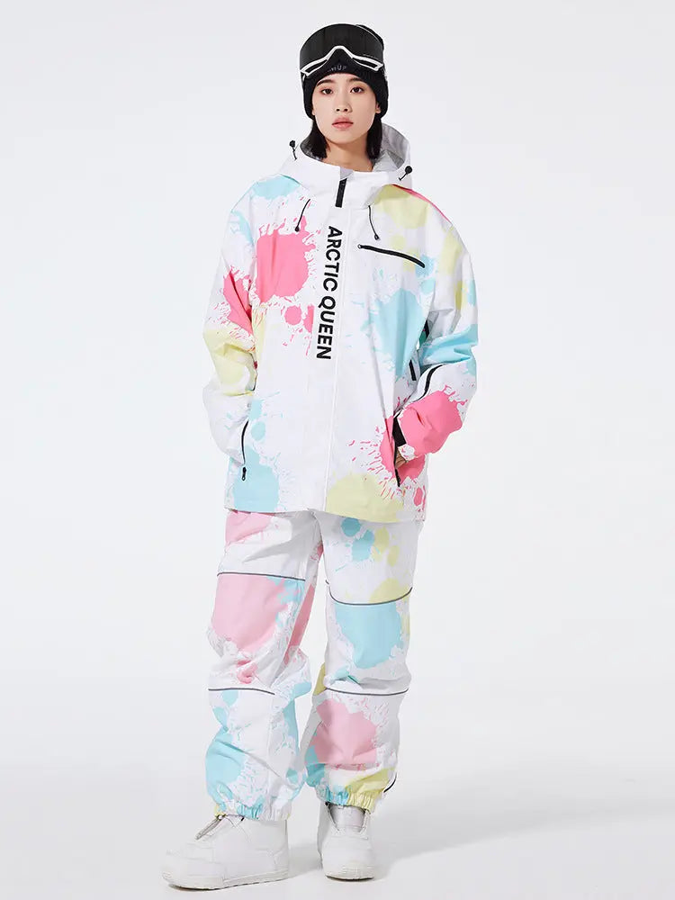 Women Tie-Dye Snow Jacket & Baggy Pants