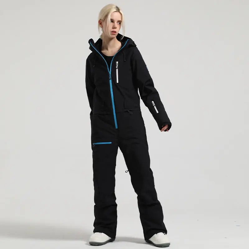 Stylish One-piece Ski Suits Slim Fit Zipper Closure Snowsuits