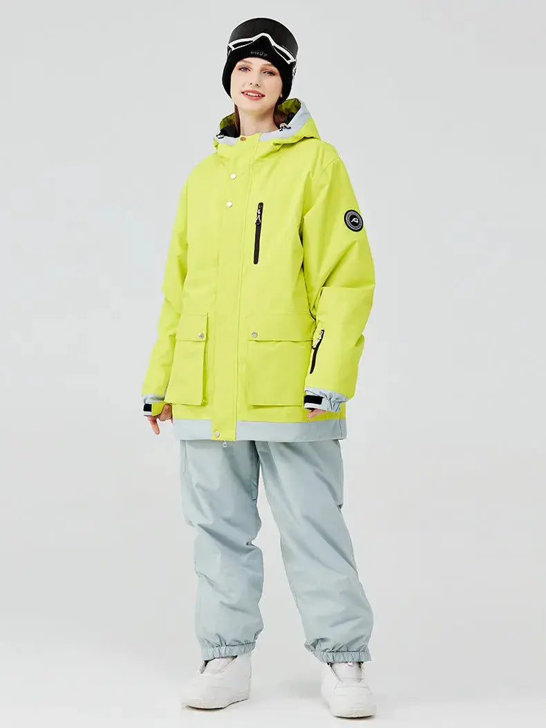 Pink Ski Snowboard Jacket & Pants Set Loose Fit Sportswear-US ONLY
