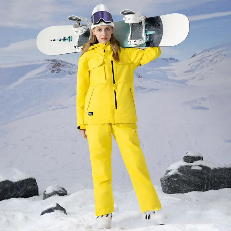 Unisex Outdoor Ski Snow Overalls Solid Color Snowsuits