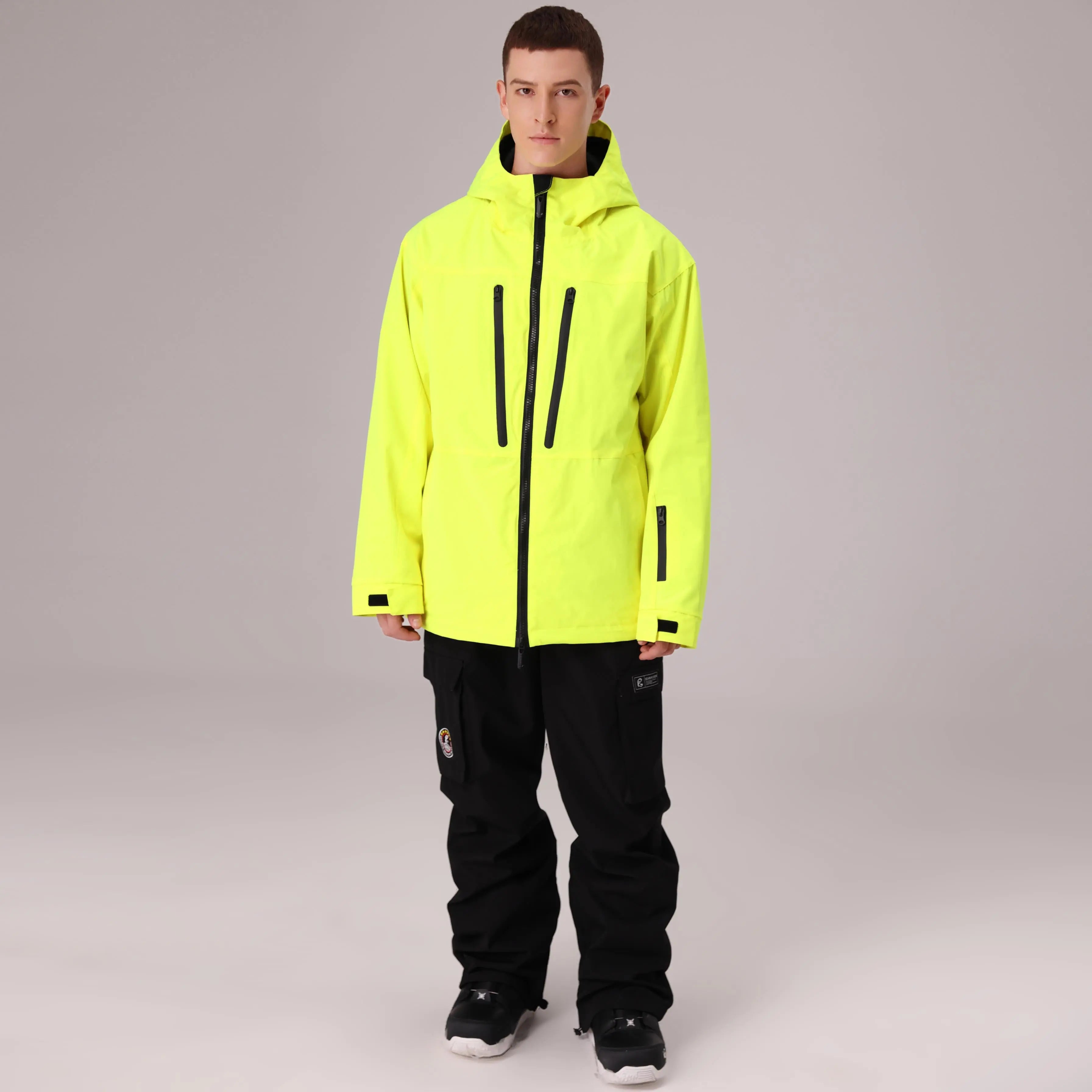 Men Zip Windbreaker Ski Shell Jacket&nbsp;Hooded Snow Coat