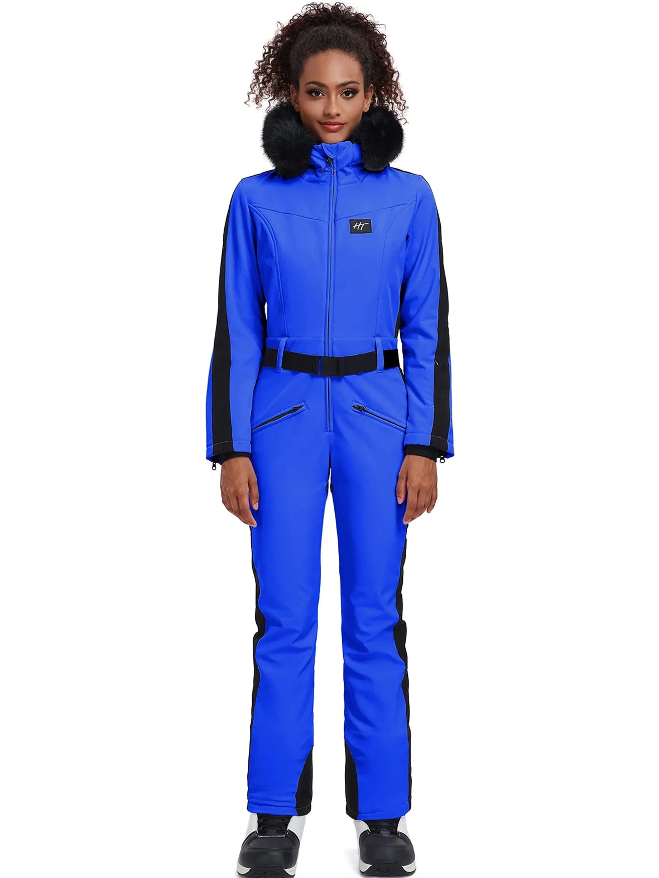 Fur Collar One-piece Ski Snow Jumpsuit Hooded Ski Outwear