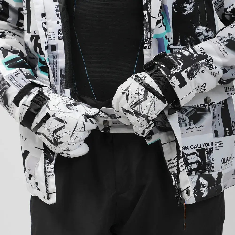 Mens Waterproof Printed Ski Jccket & Blue Pants&nbsp;2 Pieces-US ONLY