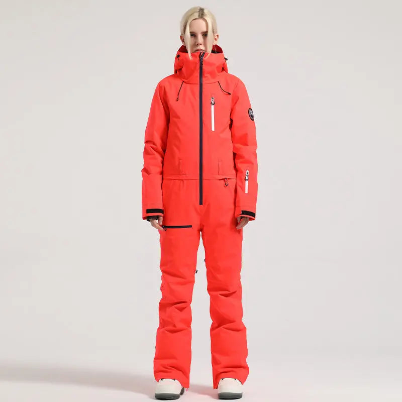 Stylish One-piece Ski Suits Slim Fit Zipper Closure Snowsuits