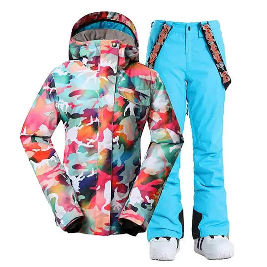 Women Hooded Ski Jacket & Bibs Pants Suits Size XL-US ONLY