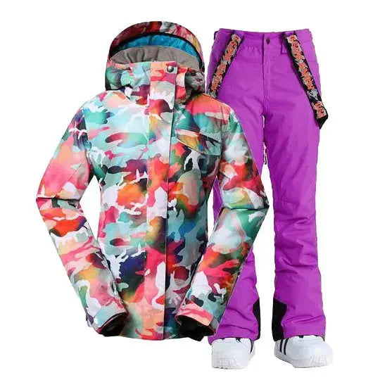 Women Hooded Ski Jacket & Bibs Pants Suits Size XL-US ONLY