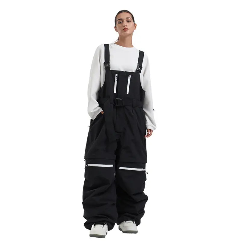 Unisex Baggy Snow Bibs Breathable Ski Overalls Pants