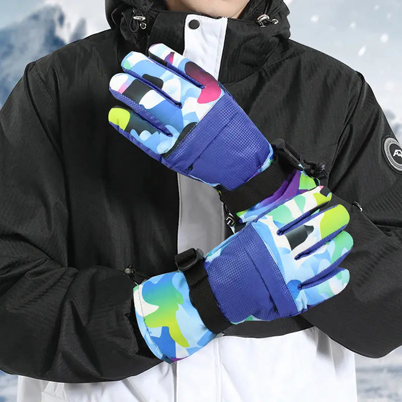 HOTIAN 1 pair Men Camo Print Insulated Snowboard Ski Gloves