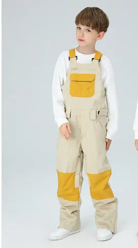 Kids Colorblock Ski Overall Bib Pants