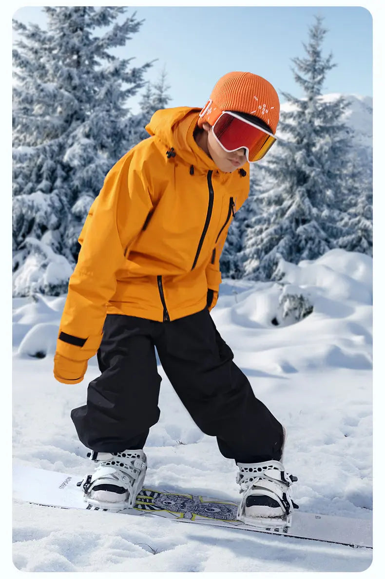 Kids Detachable Hood Snowsuits Extreme Warm Ski Jacket & Pants