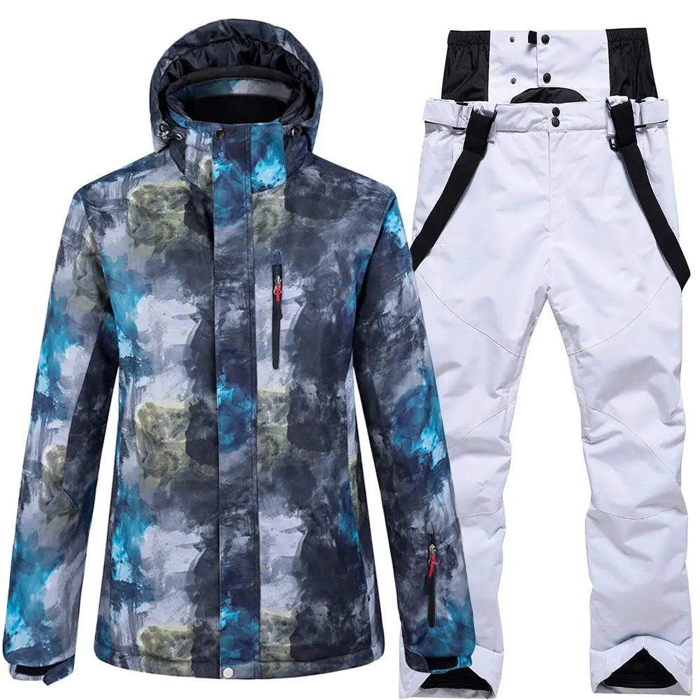 Hotian Detachable Hooded Men Ski Snowboard Jacket & Bib Pants