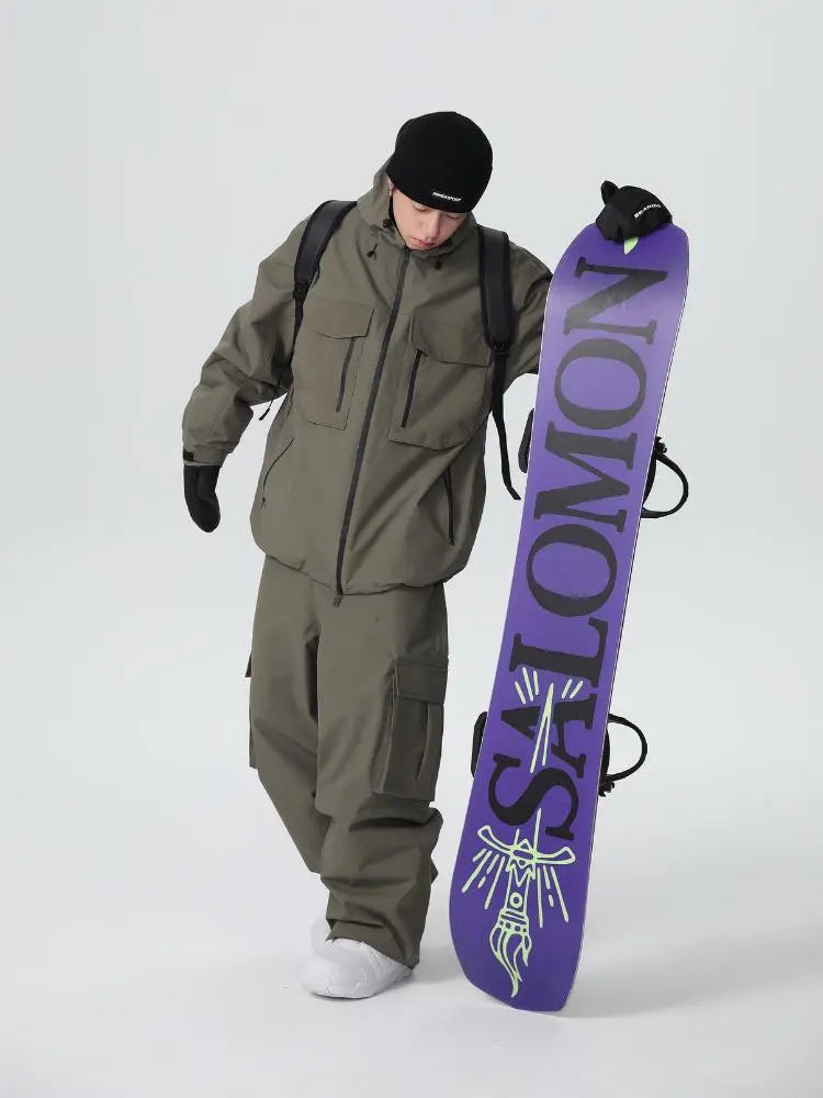 Men's Stylish Cargo Snowboarding Jacket & Pants Set