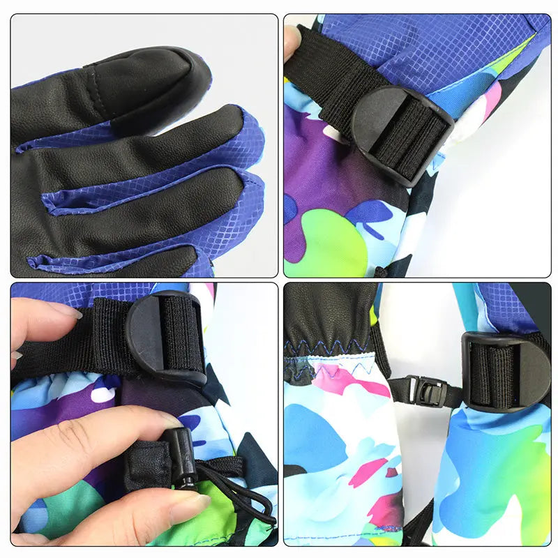 HOTIAN 1 pair Men Camo Print Insulated Snowboard Ski Gloves