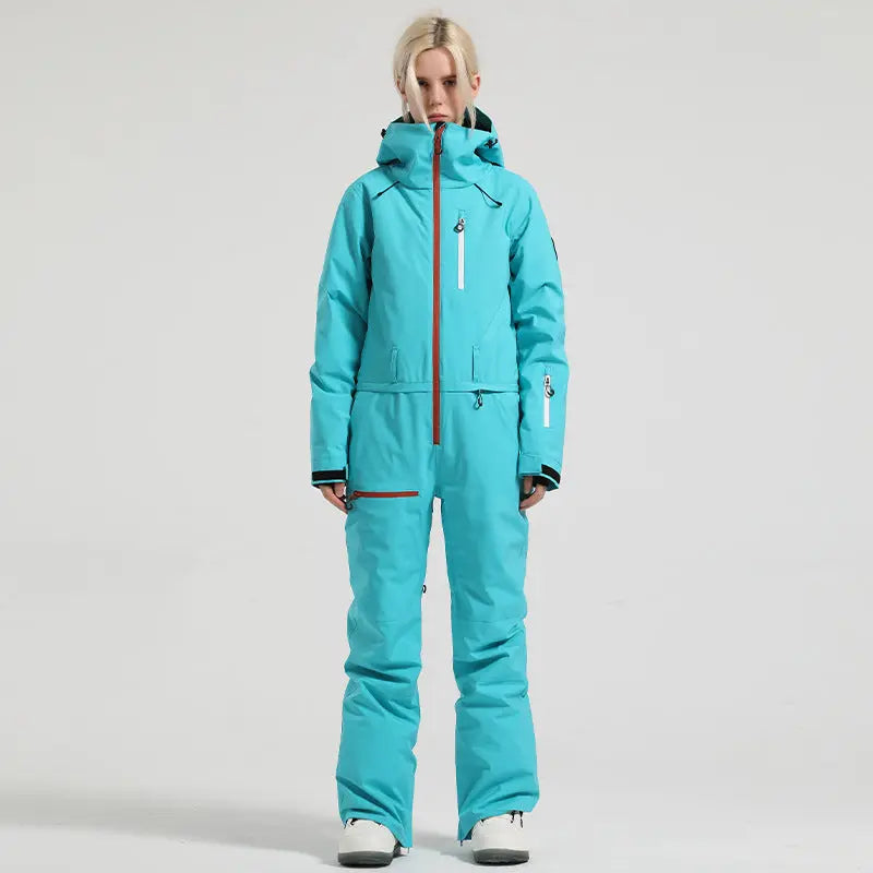 Stylish One-piece Ski Suits Slim Fit Zipper Closure Snowsuits