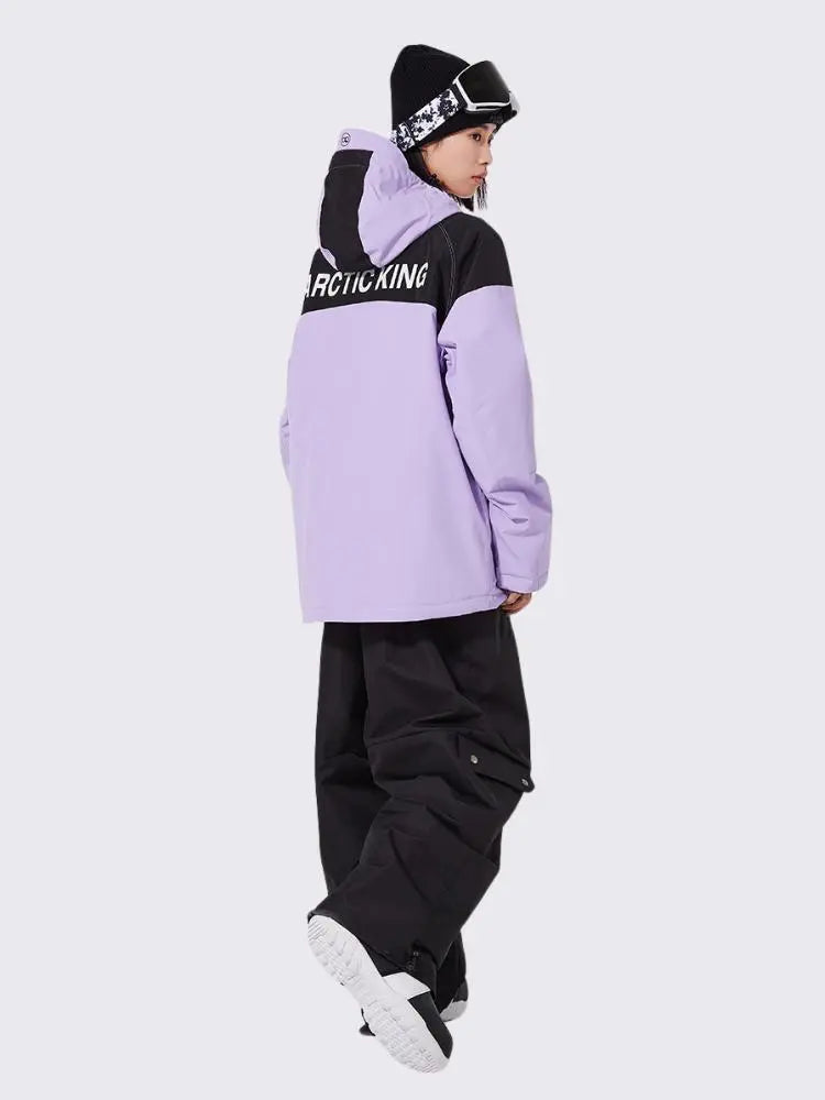 Unisex Insulated Cargo Ski Jacket Colorblock Snowboarding Coat