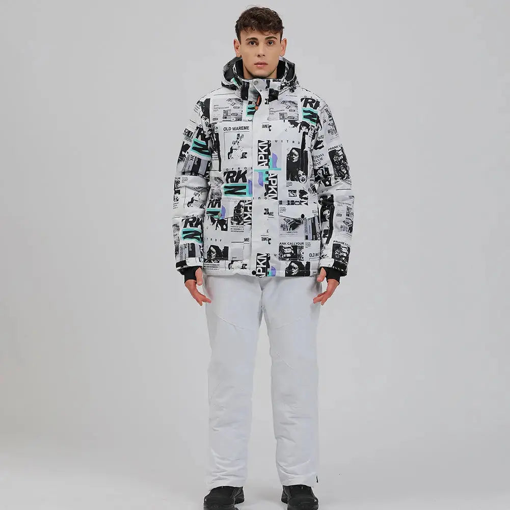 Mens Waterproof Printed Ski Suits&nbsp;2 Pieces Snowsuits Set