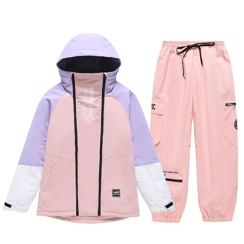 Trendy Hooded Cargo Ski Jacket & Sports Pants Set Couple Style&nbsp;