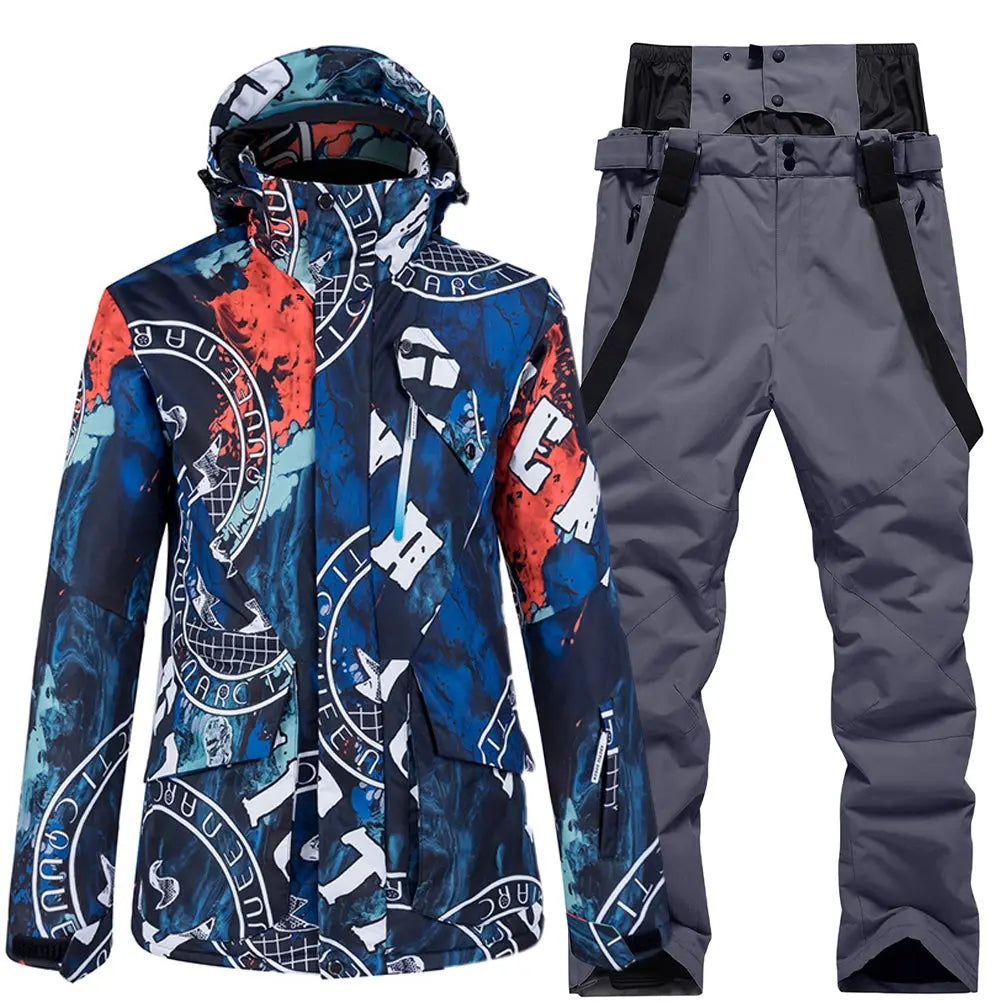 Hotian Detachable Hooded Men Insulated Jacket & Bib Pants
