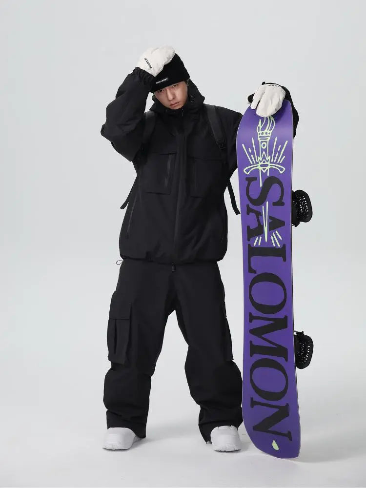 Men's Stylish Cargo Snowboarding Jacket & Pants Set