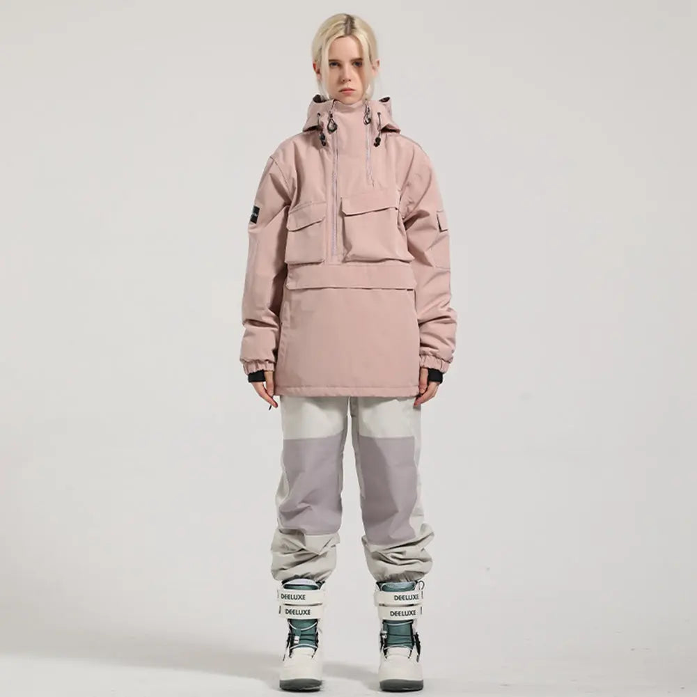 Trendy Unisex Hooded Snowboard Jacket and Baggy Pants