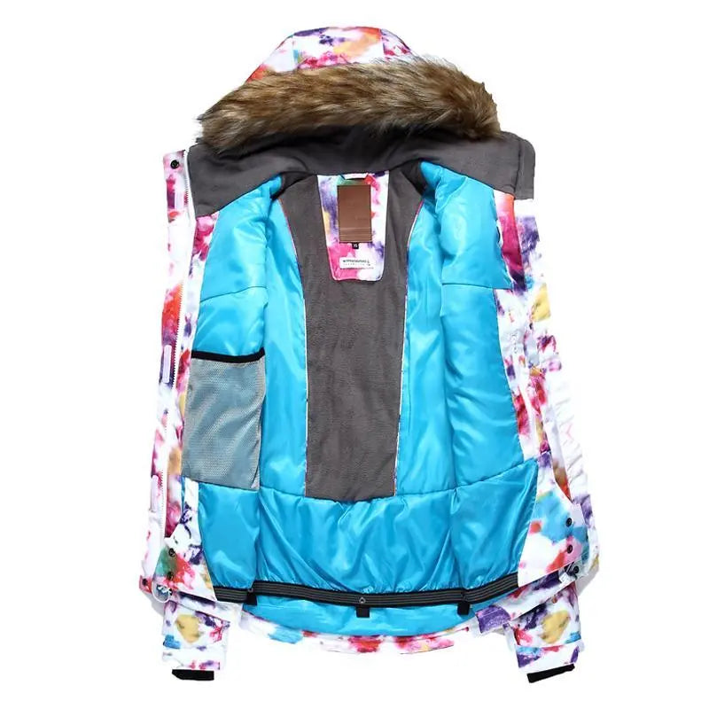 HOTIAN Women's Warm with Fur Collar Ski Jacket and Pants Set