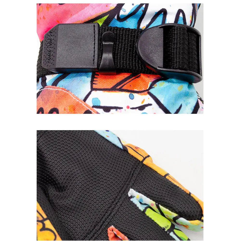 Hotian Kids Ski Snowboard Gloves Waterproof Anti-slip