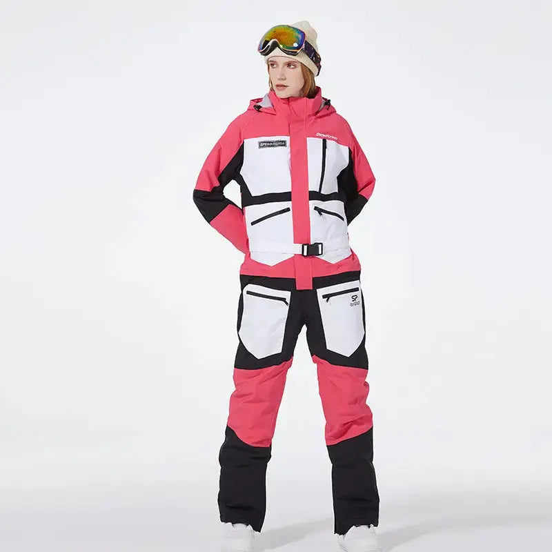 One-piece Ski Suit for Men & Women Patchwork Snowwear-US ONLY