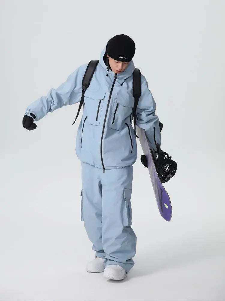 Men's Stylish Cargo Snowboarding Jacket & Pants Set