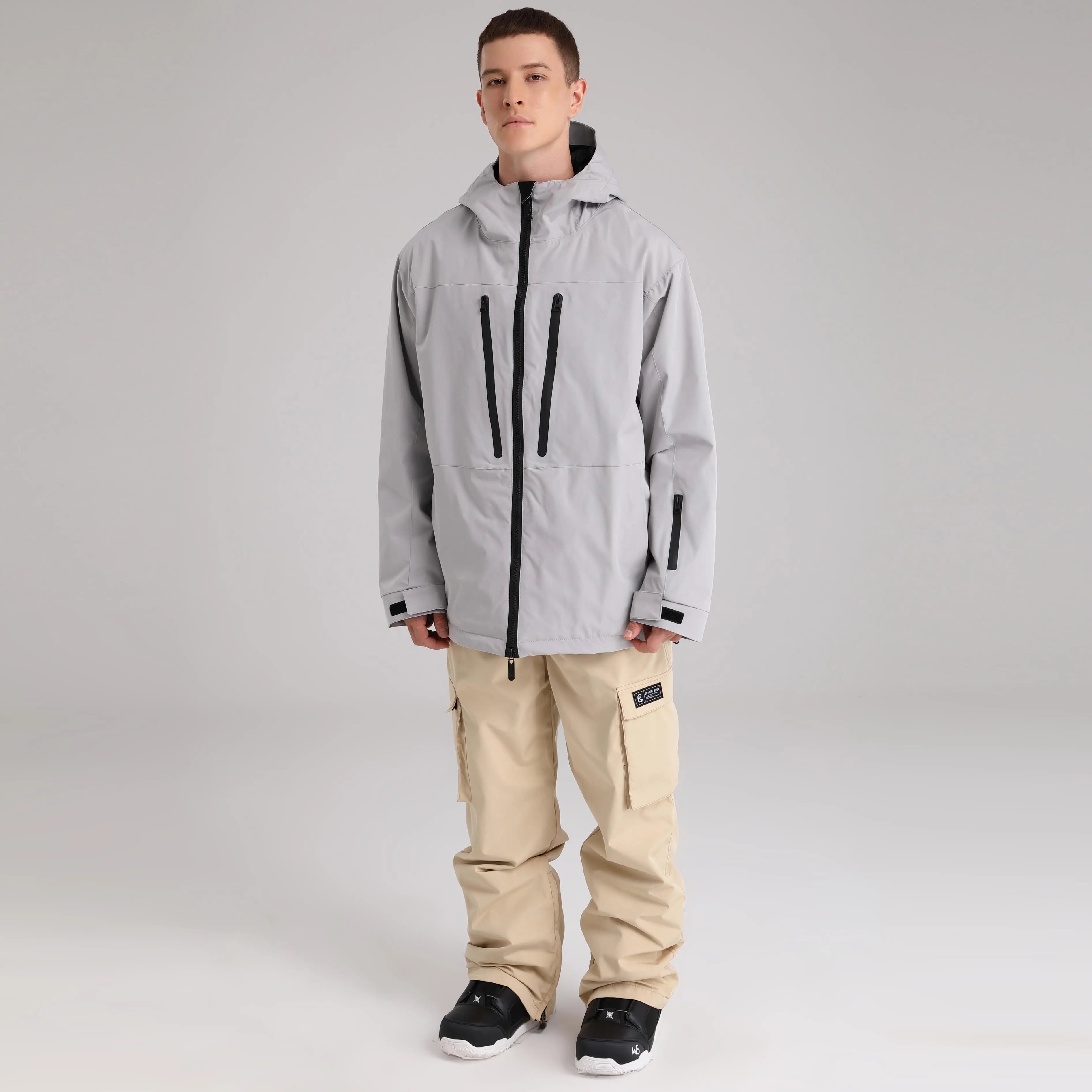 HOTIAN Men Zip Windbreaker Hooded Ski Shell Jacket