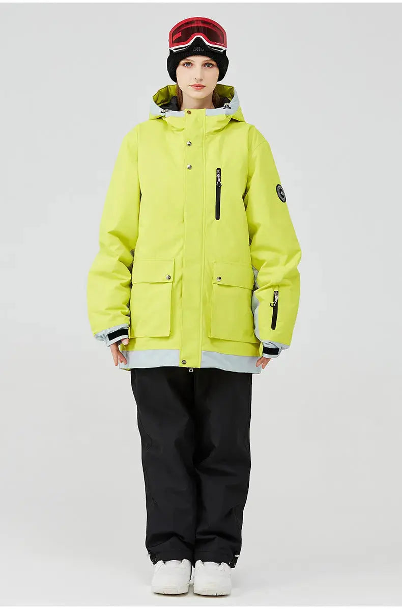 Pink Ski Snowboard Jacket & Pants Set Loose Fit Sportswear-US ONLY