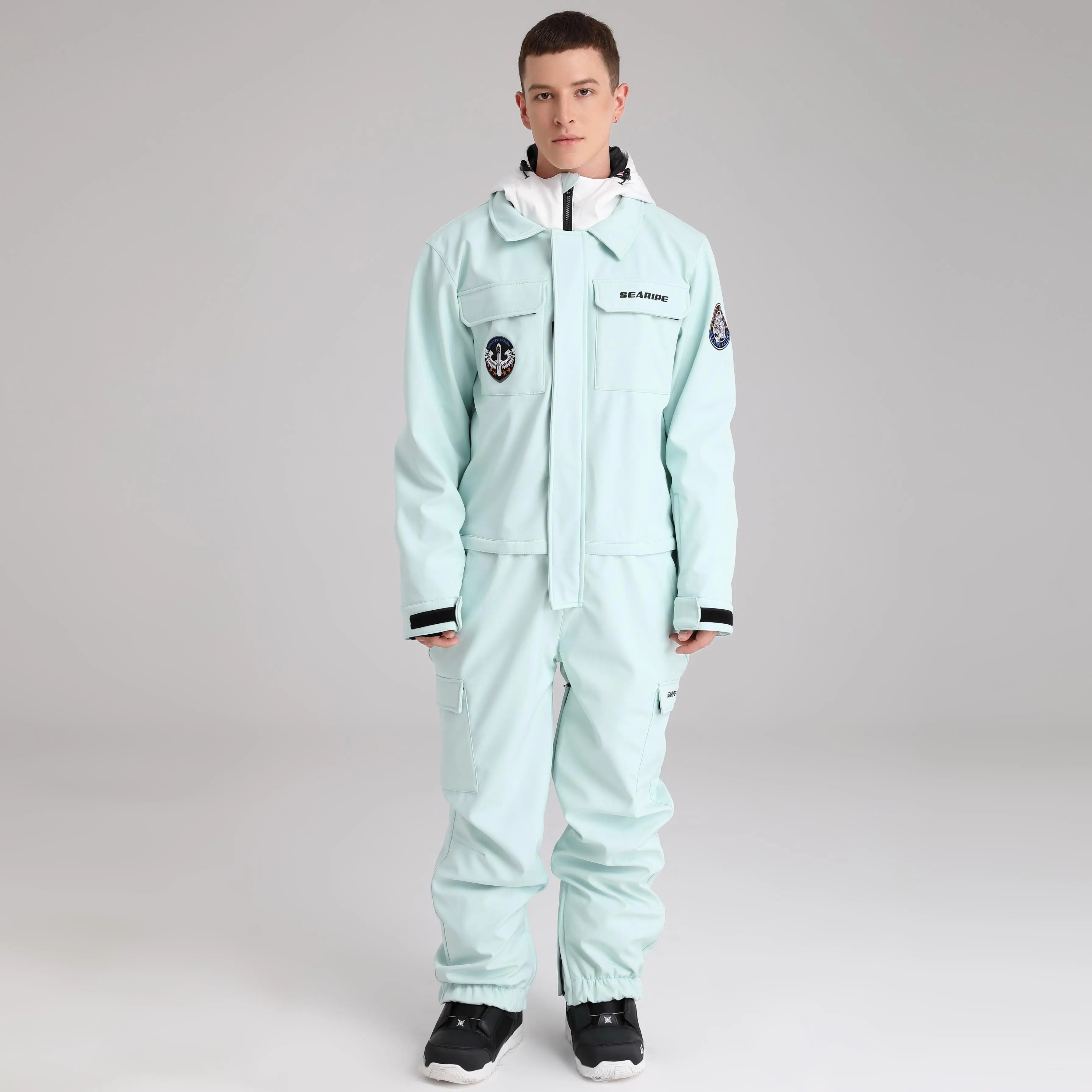 Men Cargo One Piece Ski Jumpsuit