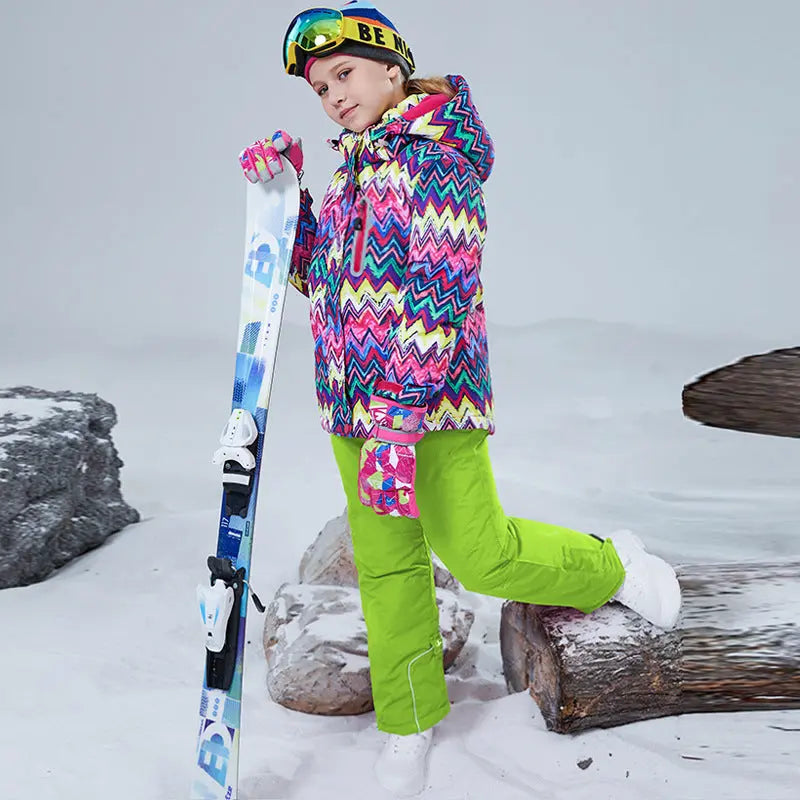 HOTIAN Girls Ski Jacket & Pants Set Kids Snowsuits