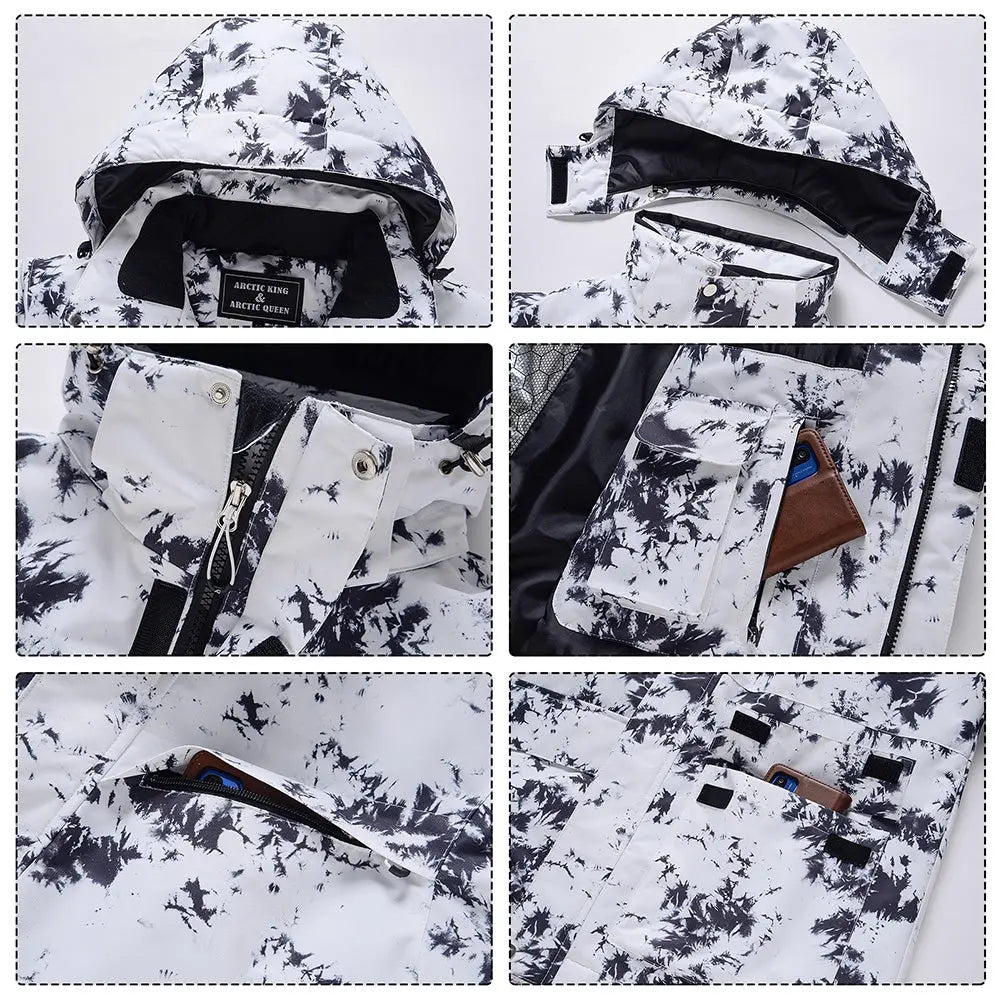 Women Hooded Insulated Snow Jacket&nbsp;Printed Ski Coat for Outdoor Sports