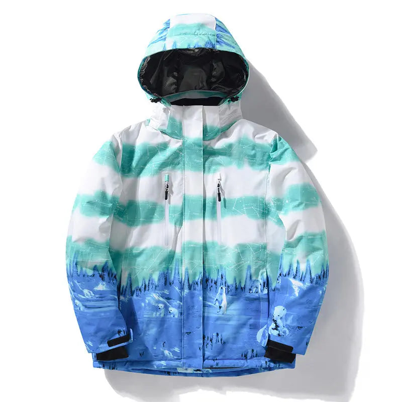 Women Waterproof Ski Jacket Hooded Printed Snowboard Coat