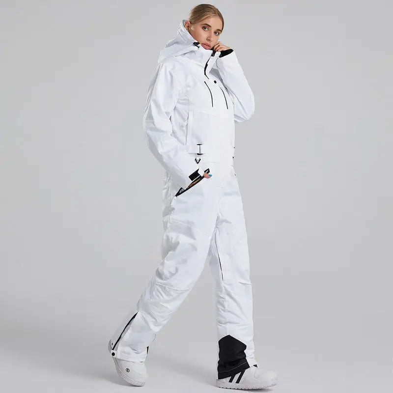 Women's White One Piece Snow Jumpsuits Ski Suits&nbsp;