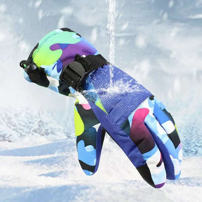 HOTIAN 1 pair Men Camo Print Insulated Snowboard Ski Gloves