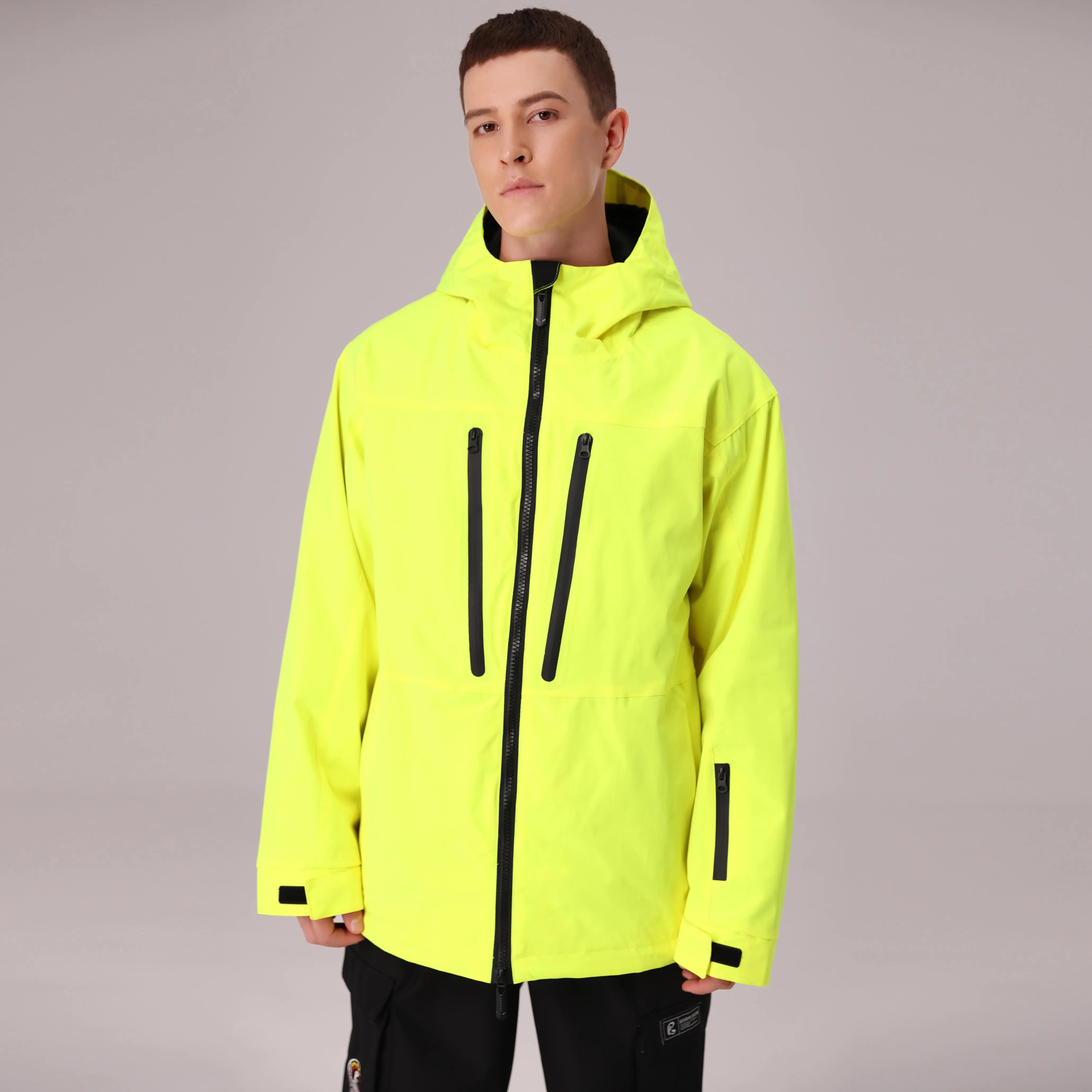Men Zip Windbreaker Ski Shell Jacket&nbsp;Hooded Snow Coat