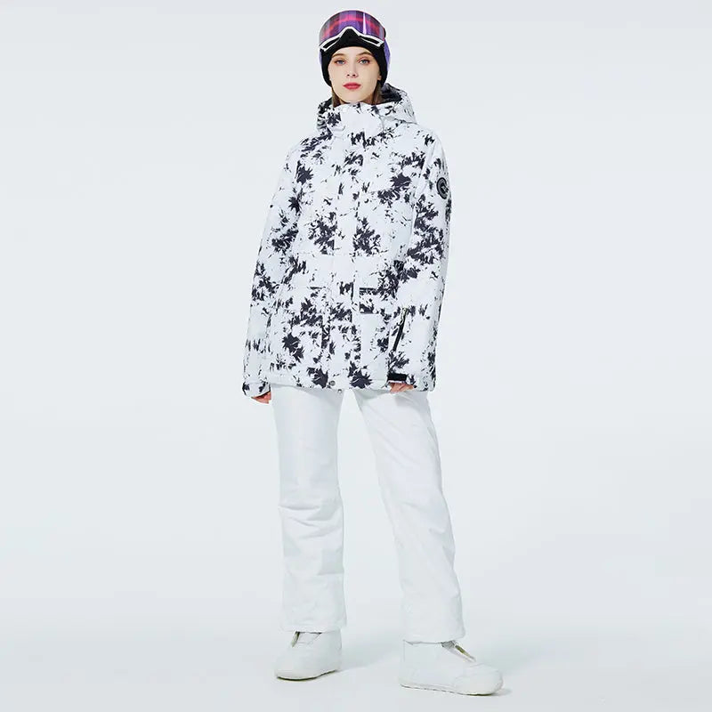 Women Ski Snow Suits Printed Insulated jacket & Bibs Pants Set&nbsp;