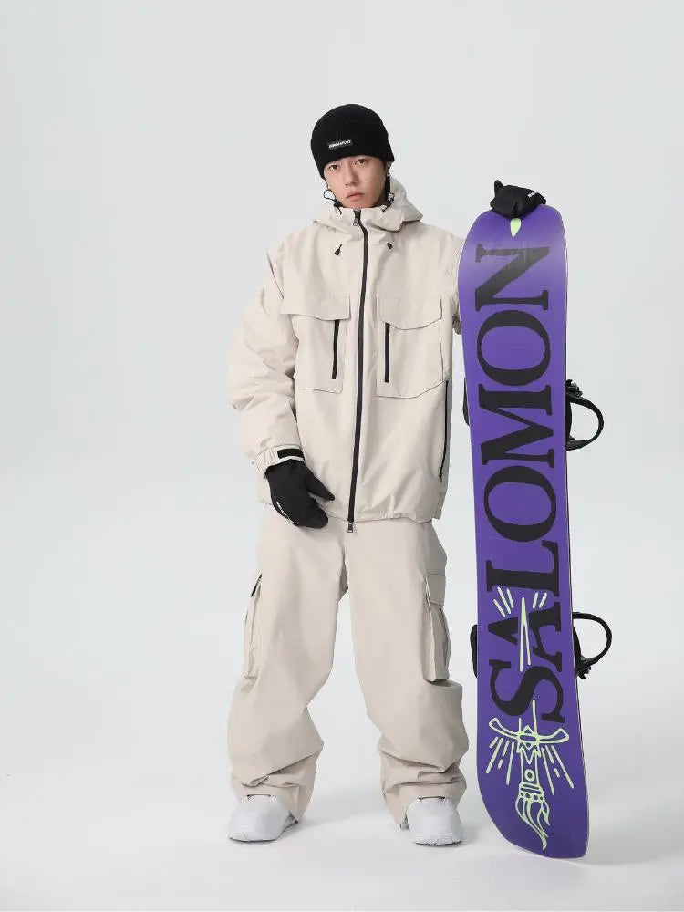 Men's Stylish Cargo Snowboarding Jacket & Pants Set