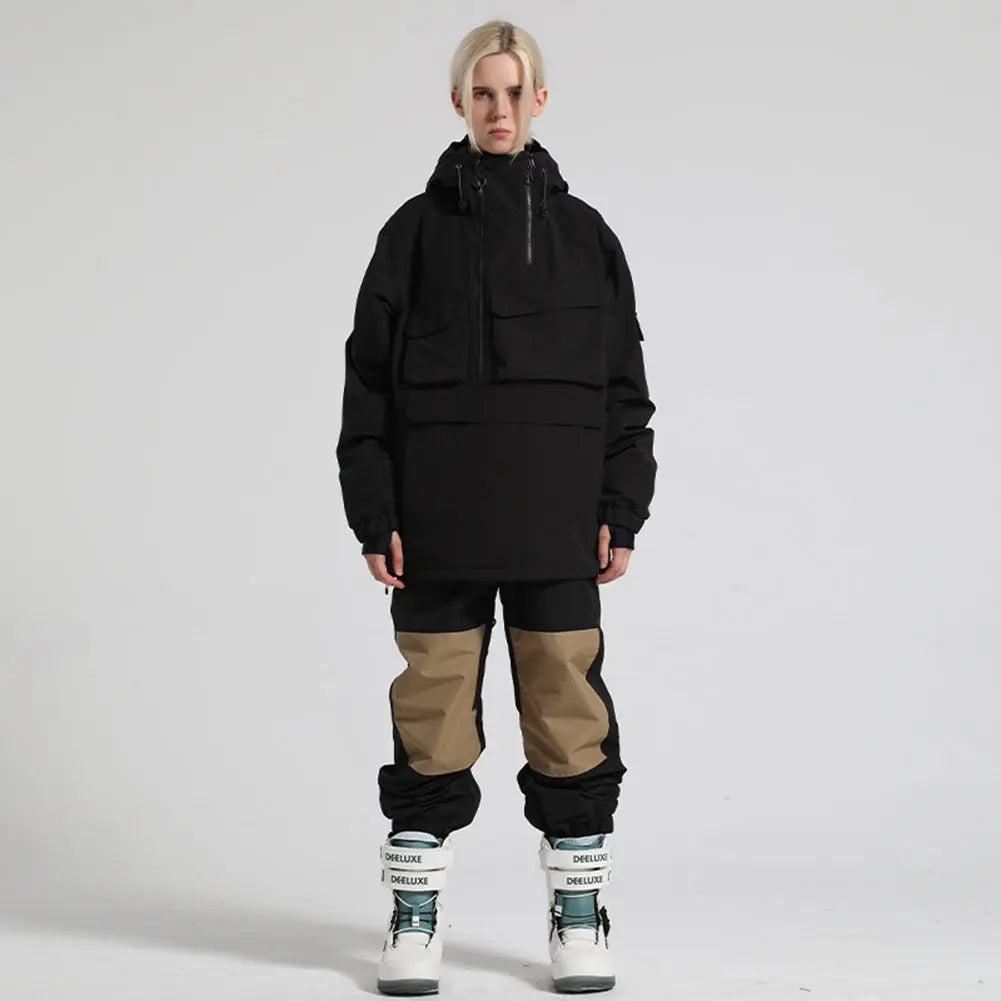 Trendy Unisex Hooded Snowboard Jacket and Baggy Pants
