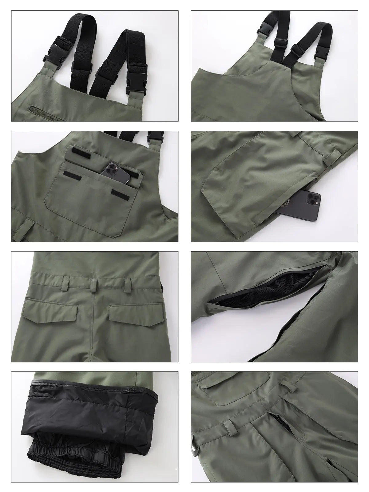 Men's Winter Windproof High Waist Overalls Ski Bibs Pants-US ONLY